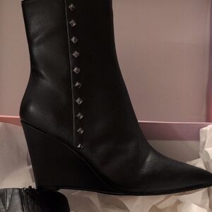 Elegant Black Studded Wedge Boots
